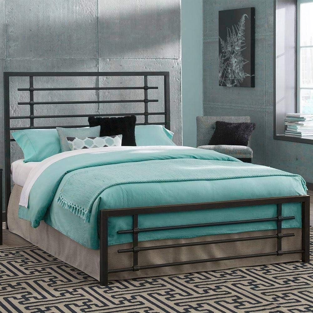 Queen Size Metal Bed Frame with Headboard and Footboard Q353077