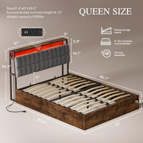 Black Queen Size PU Leather Upholstered Storage Platform Bed Y47740