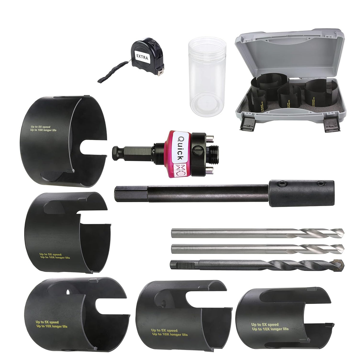 Carbide Tipped Hole Saw Kit 5 Pcs with Quick Change Mandrel L35353