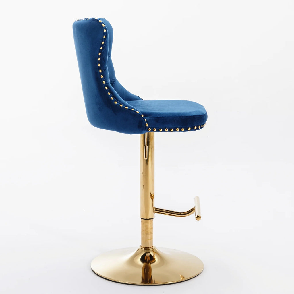 Blue Velvet Swivel Bar Stools with High Back, Set of 2 M761953