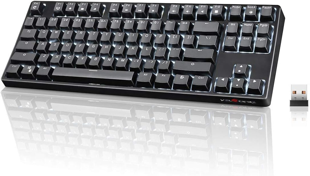 87 Key Tenkeyless Wireless Mechanical Keyboard with Brown Switches and White LED Backlit T273272