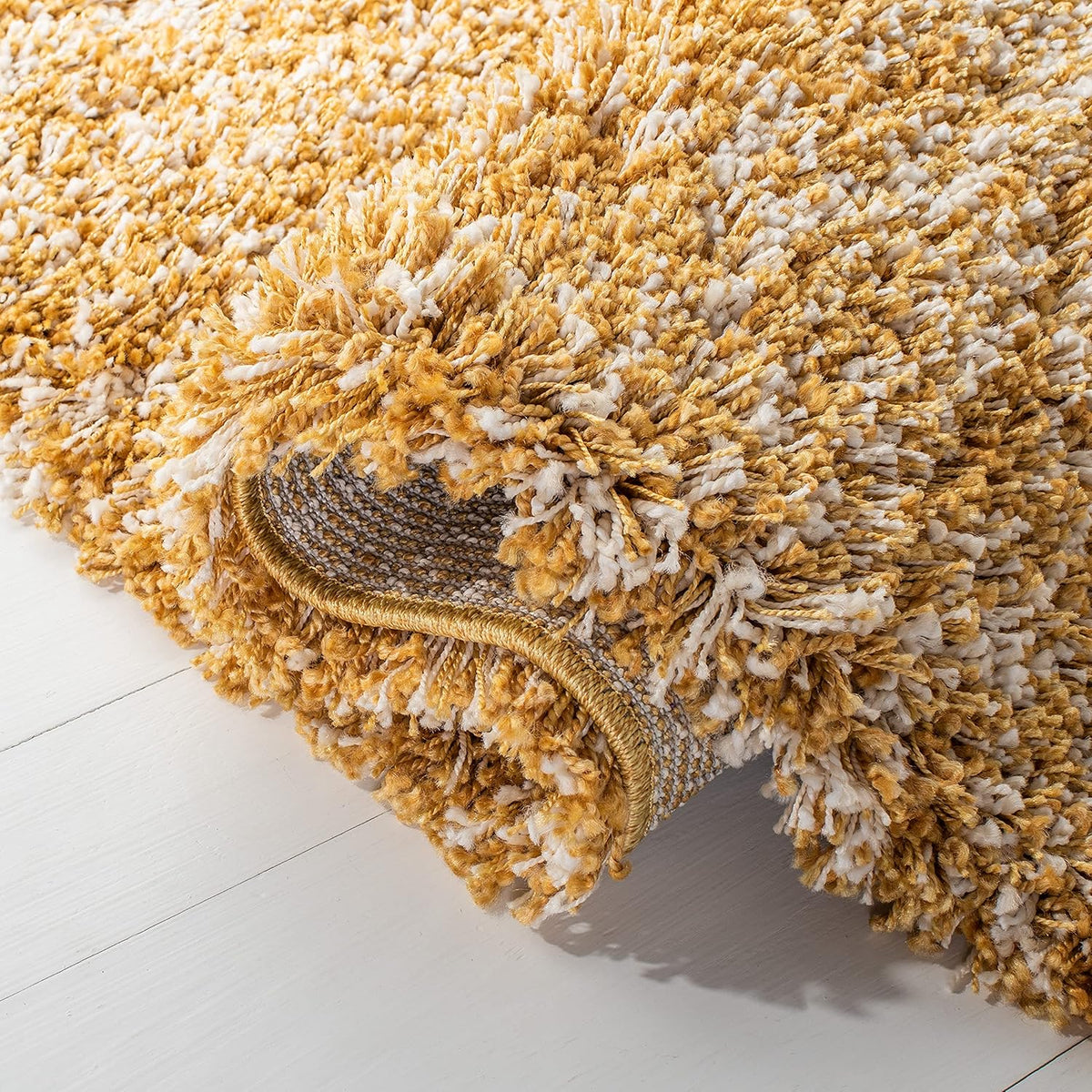 8' x 10' Gold Ivory Shag Area Rug Y96999
