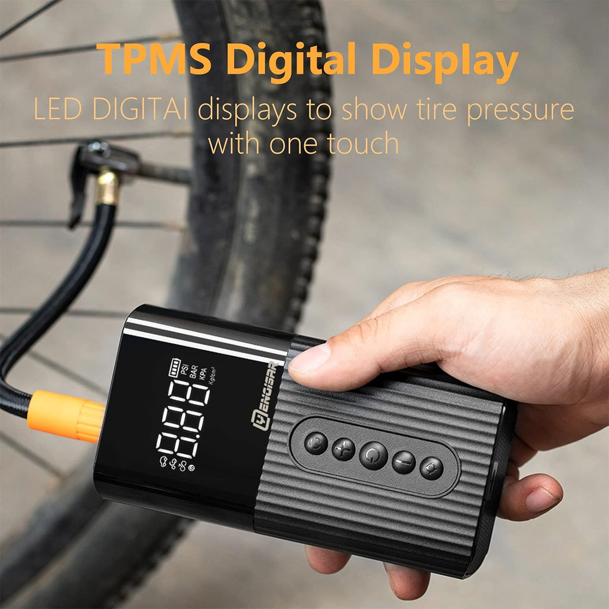 Cordless Rechargeable Portable Air Compressor with Pressure Gauge D969533