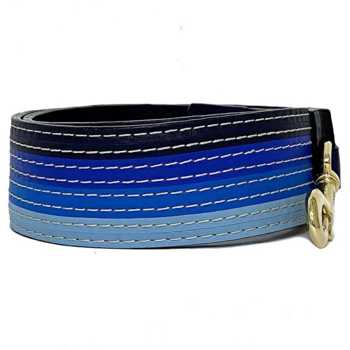 Blue Navy Gold Leather Shoulder Strap E789