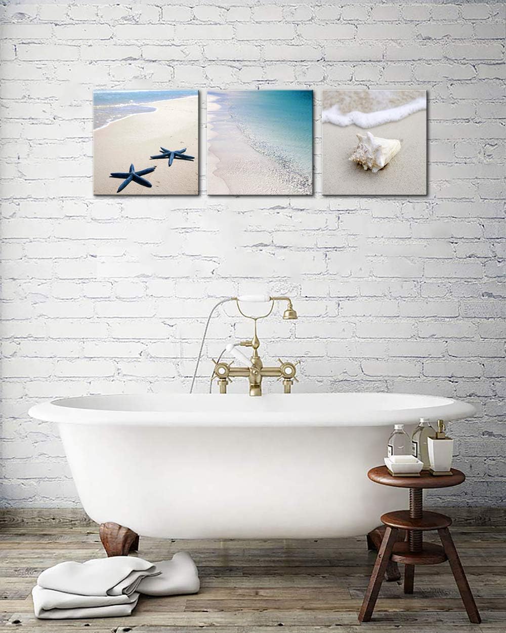 3 Piece Framed Canvas Wall Art Beach Seascape Painting E36969