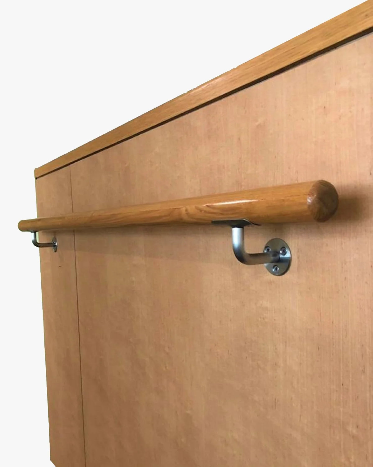 Solid Wood Wall Handrail 3 FT Long 2.0" Diameter Round Silver G8109