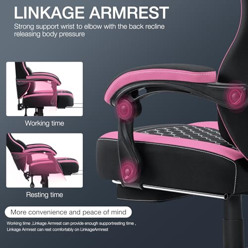 Fabric Gaming Chair with Footrest and Lumbar Support Green and White H495384