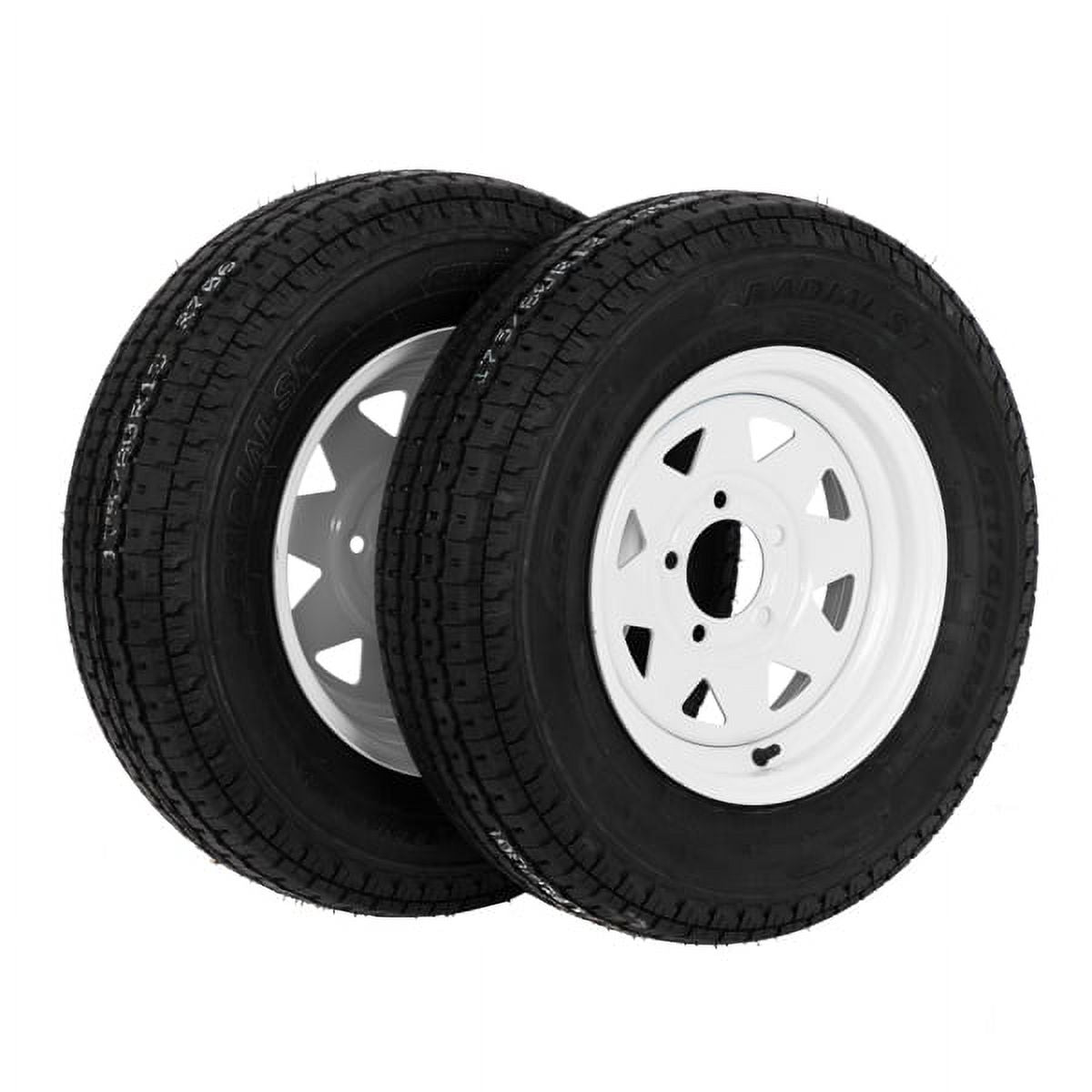 2-Pk Trailer Tire & Rim ST175/80R13 13" Load C 5 Lug White Spoke B94480