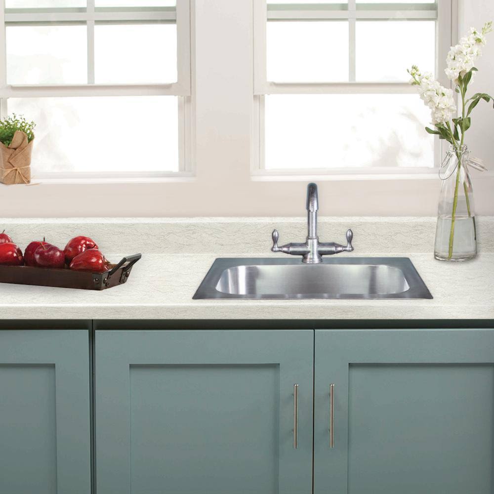 8 ft. White Cascade Laminate Countertop with Integrated Backsplash F495