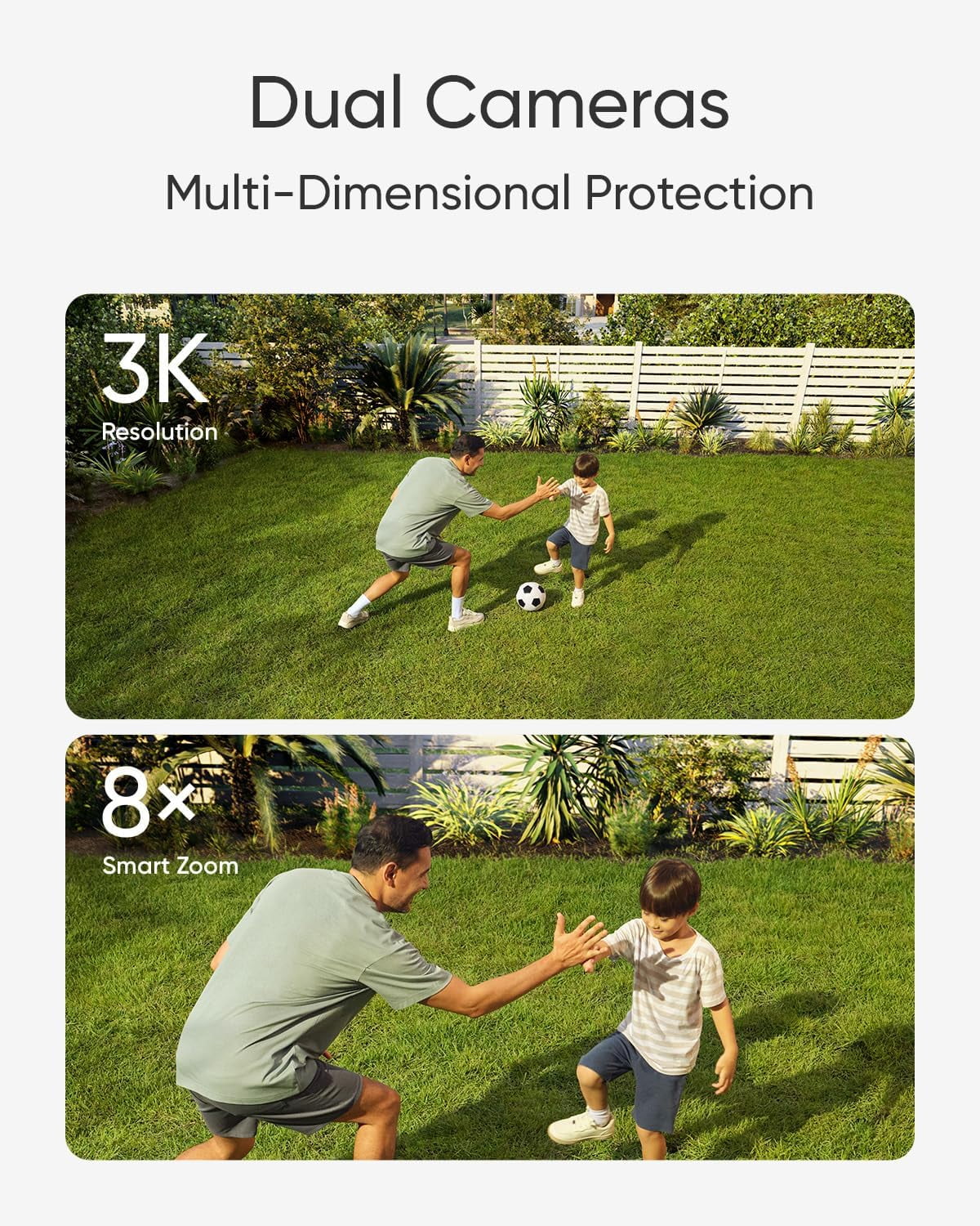 Floodlight Camera, Wired Camera, 3K+2K Dual Camera, 360° Pan and Tilt, Dual-Band Wi-Fi, Local Storage N87086