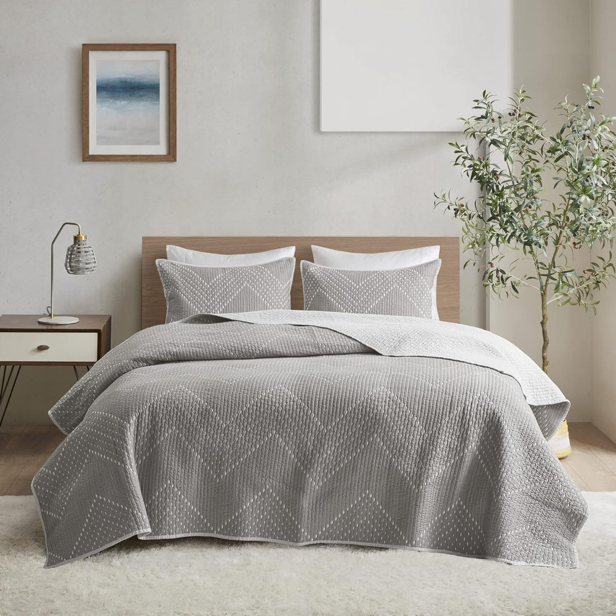 Navy 3 Piece King Coverlet Mini Set U414