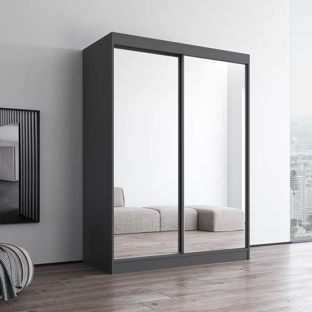 Gray 2 Door High Gloss Wardrobe Armoire I27579