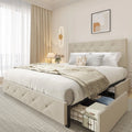 Queen Size Upholstered Storage Bed Frame with 4 Drawers E273