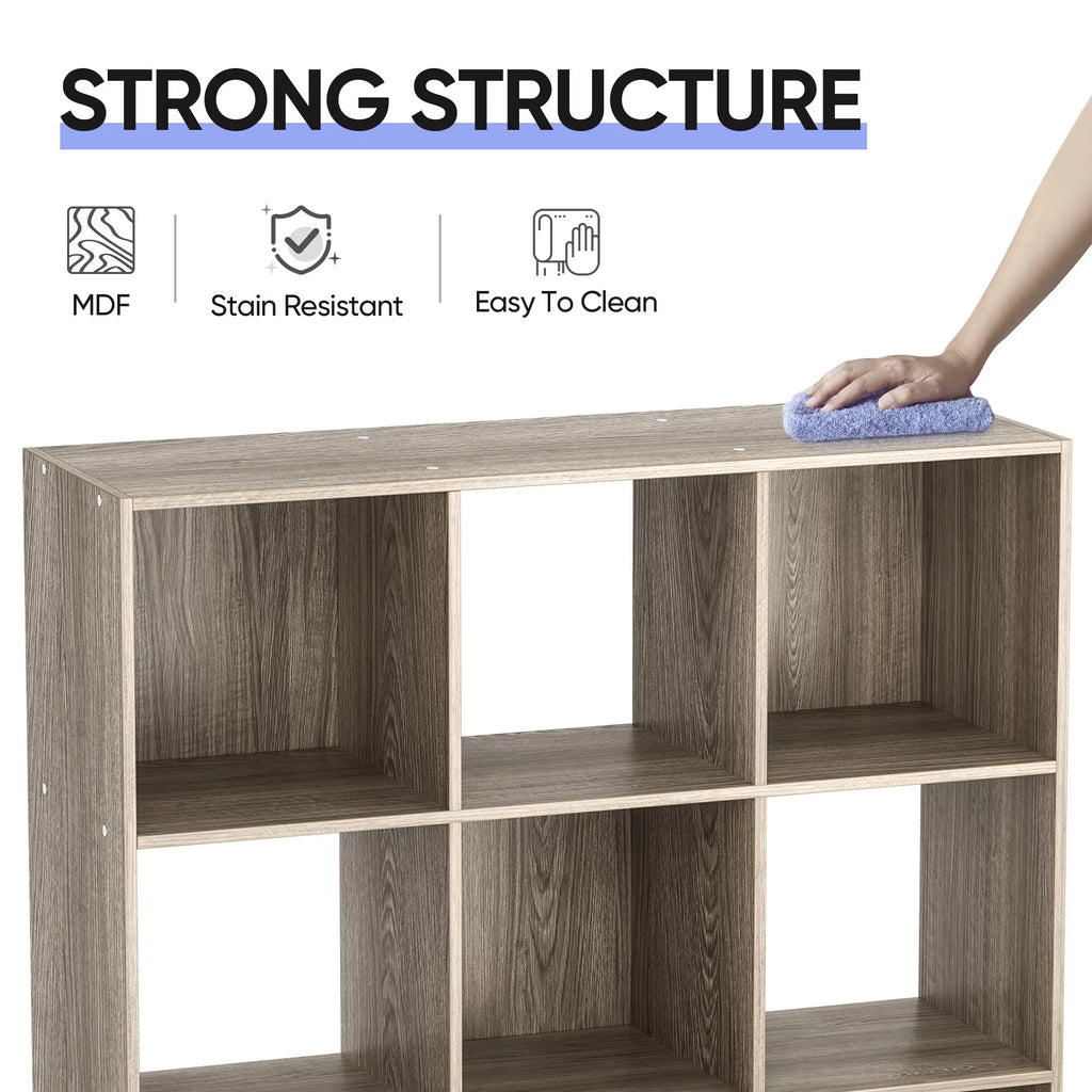 9 Cube 3 Tier MDF Bookshelf Brown M39197