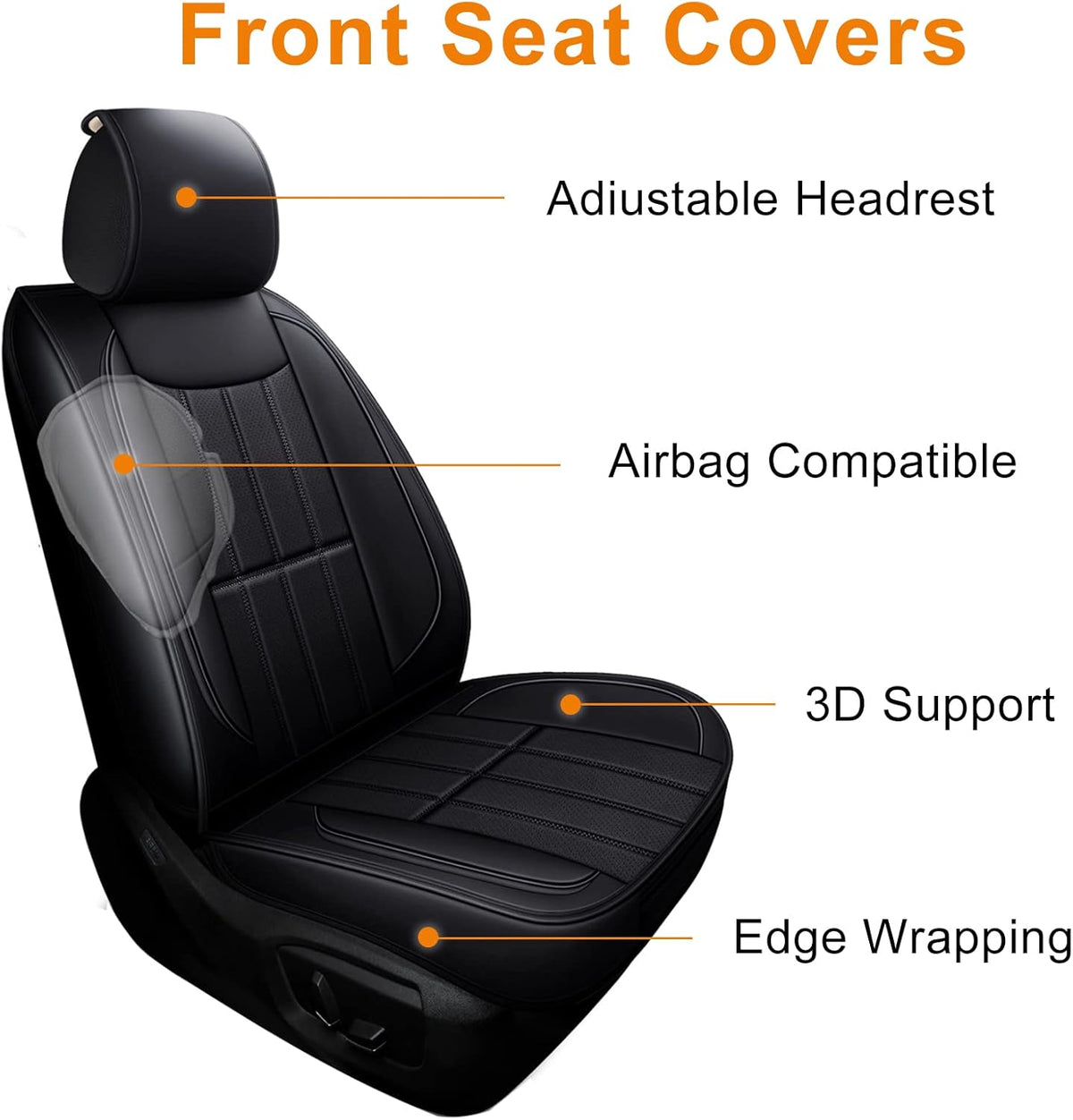 2 Pcs Faux Leather Front Car Seat Covers B465