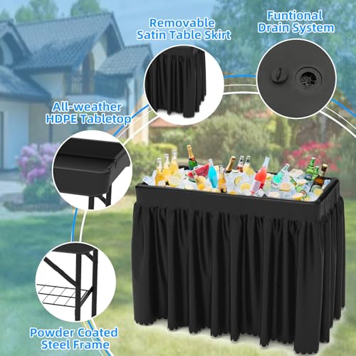 Folding Plastic Cooler Table with Drain Hose G53396