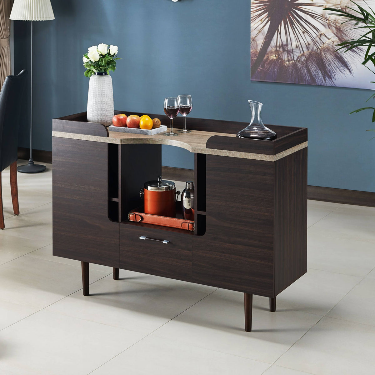 Mid-Century Modern Wenge Buffet Server, Brown E310