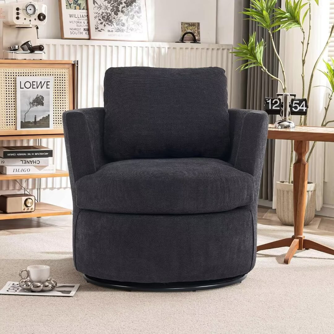 Black Upholstered Swivel Accent Chair Y1261