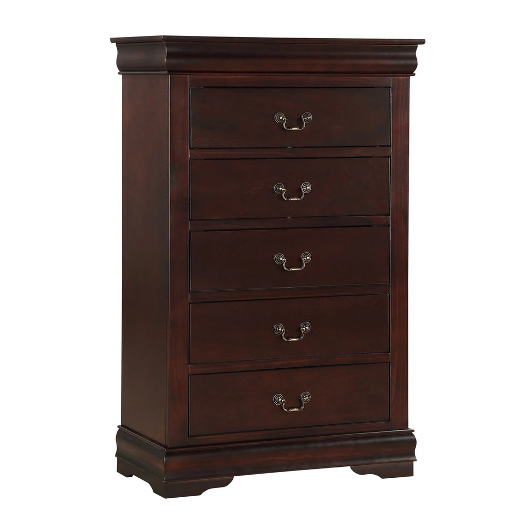 48 Inch Tall 5 Drawer Brown Wood Dresser X8849