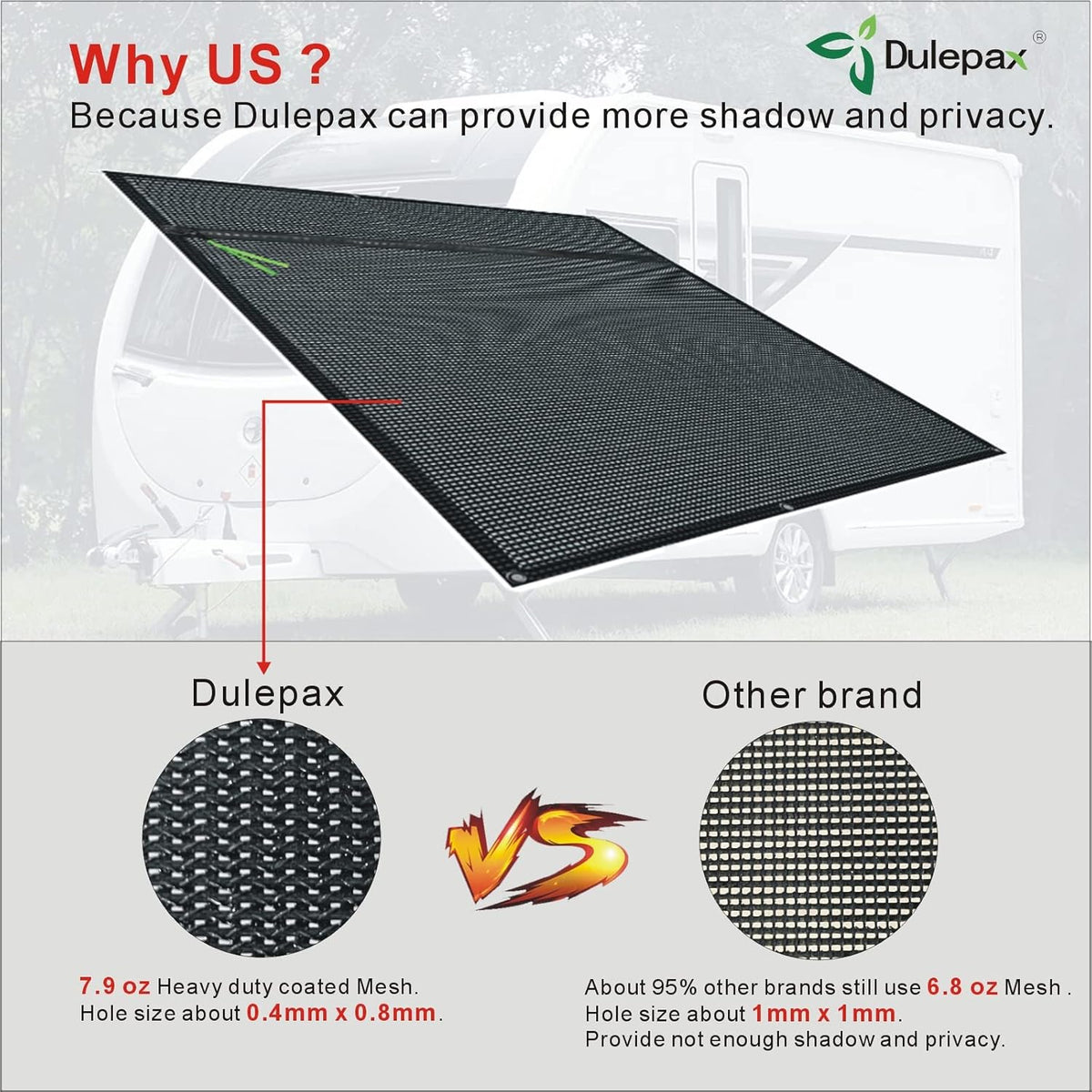 RV Awning Shade Screen with Zipper 8'X20'3'' Y747
