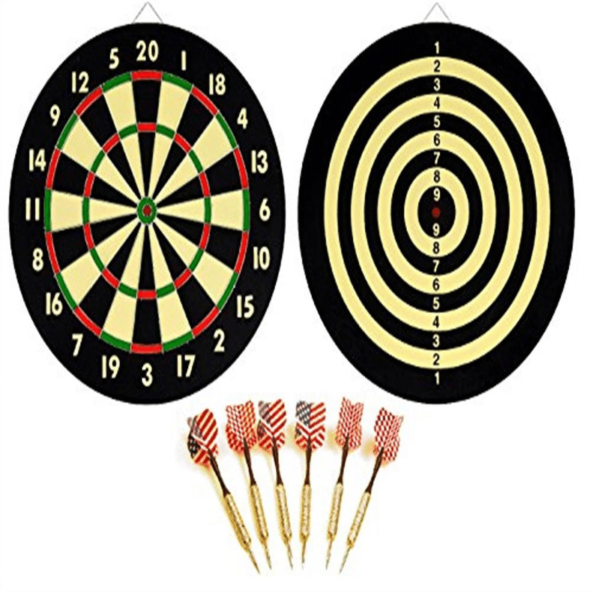 Dart Board with 6 Brass Darts 16.5 inch J5323