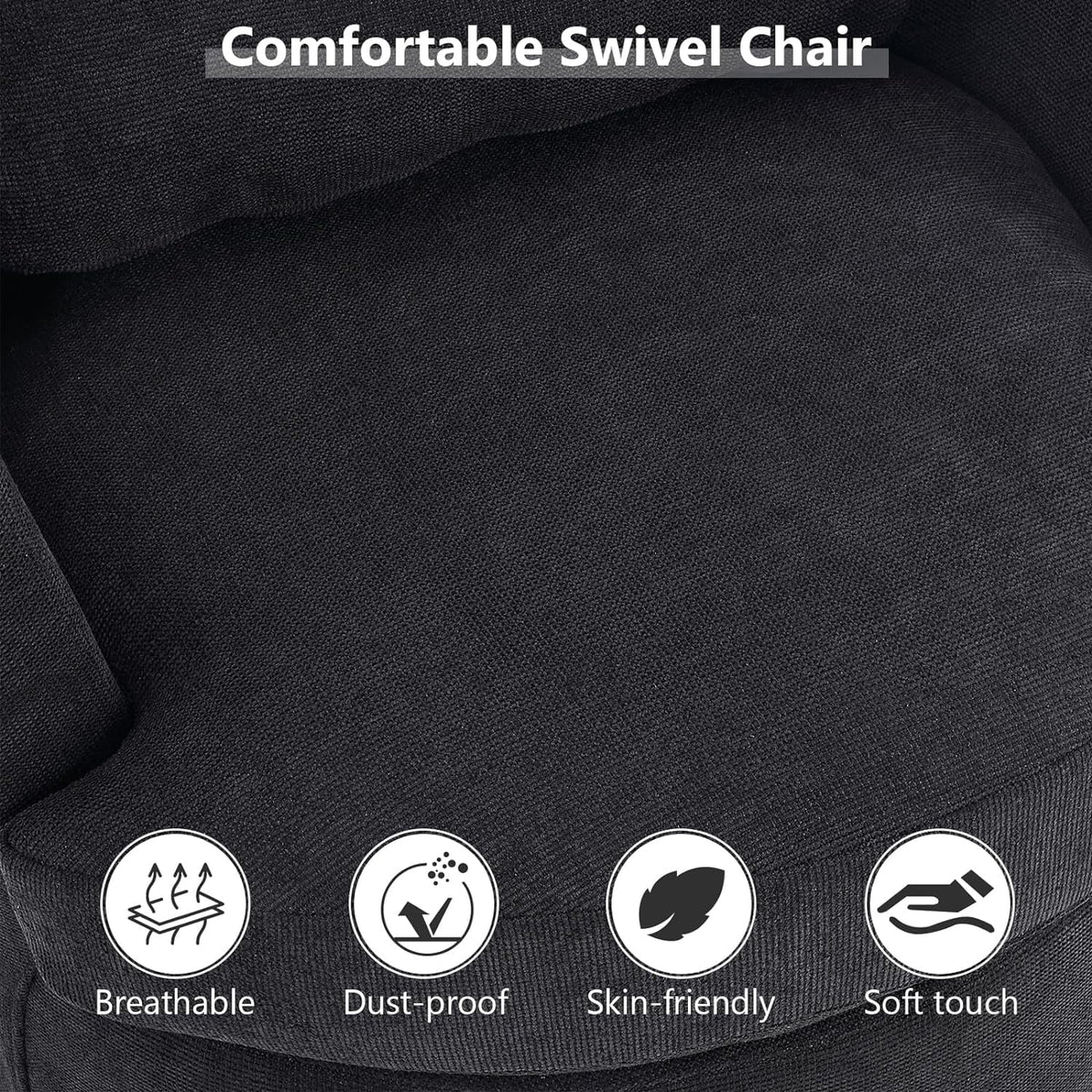 Black Upholstered Swivel Accent Chair Y1261