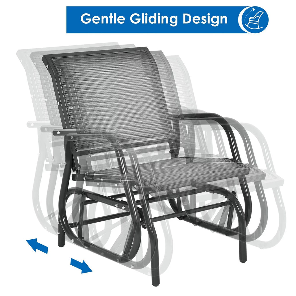 Outdoor Single Swing Glider Rocking Chair Grey T16027