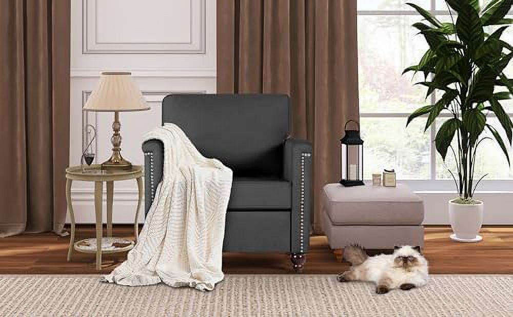 Beige Upholstered Linen Accent Chair Q992499