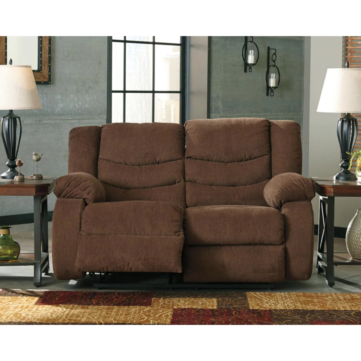 Mocha Reclining Loveseat V48475