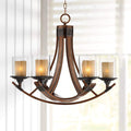Mahogany Wood Chandelier 6-Light Fixture F396174