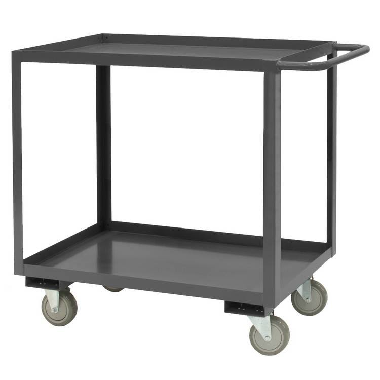 14 Gauge Tubular Push Handled Rolling Service Cart with 3 Shelves Gray - 48 in. W995