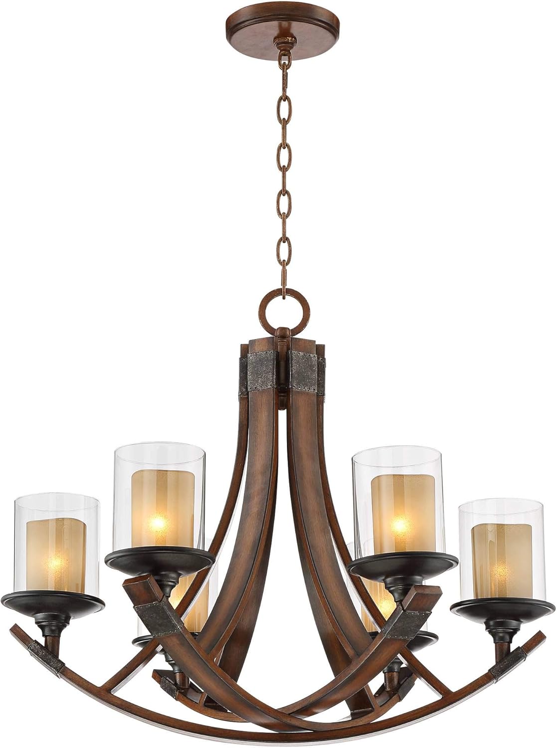 Mahogany Wood Chandelier 6-Light Fixture F396174