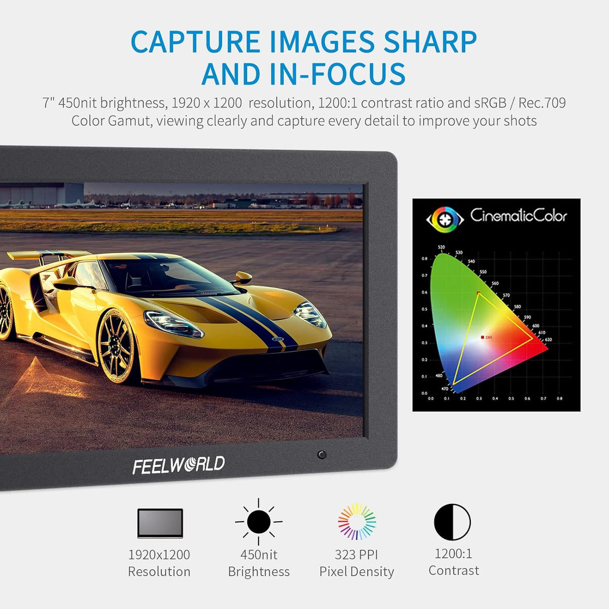 7 Inch 4K HDMI Field Monitor with Waveform Histogram Peaking Focus False Colors U971