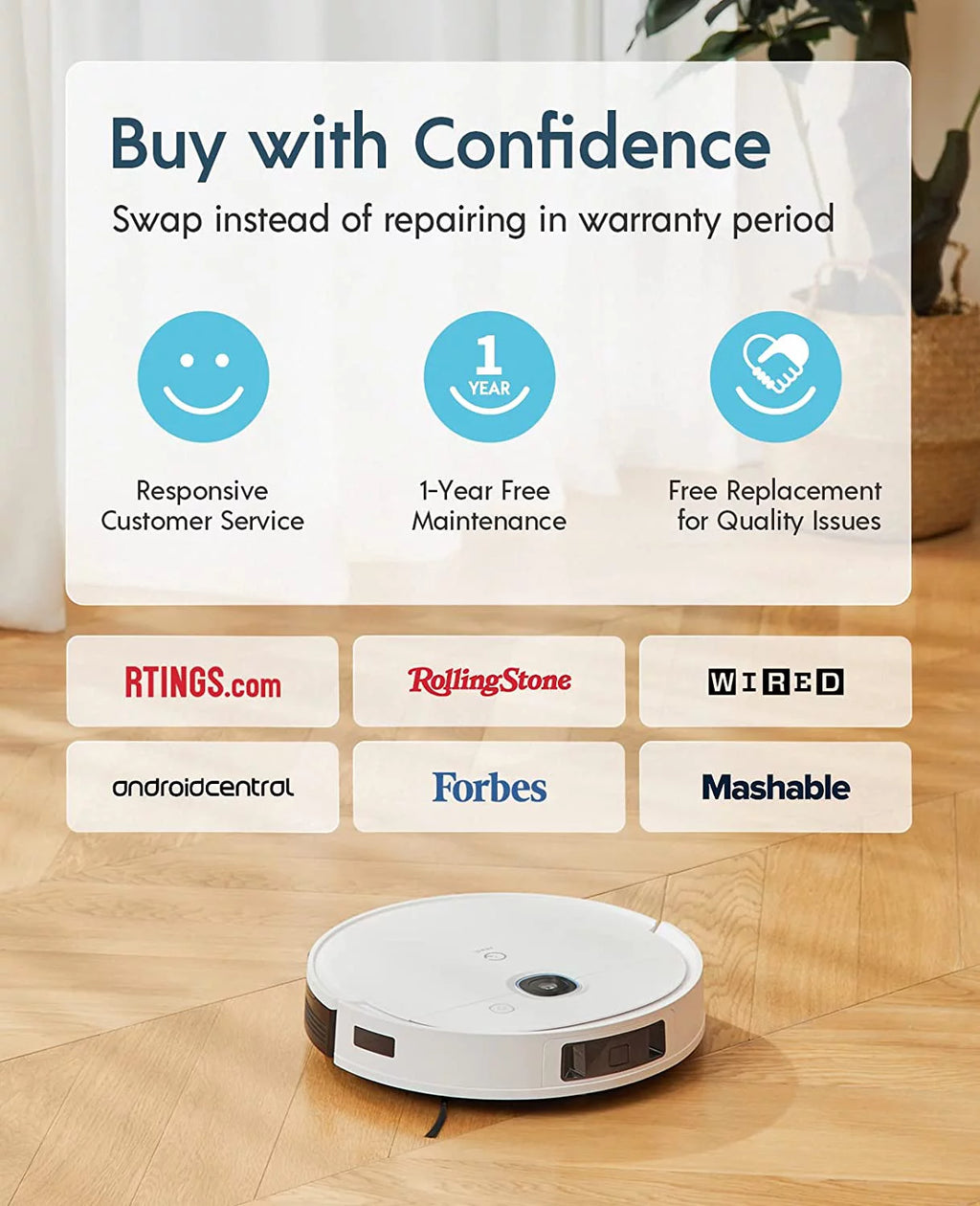 Ultra-Slim 3000Pa Suction Smart Visual Mapping Robot Vacuum Y8545