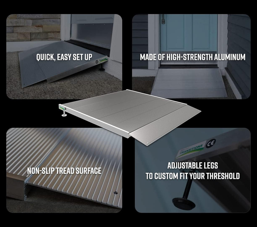 Aluminum Threshold Ramp with Adjustable Height, 12" L x 36" W, Pack of 2 F2524