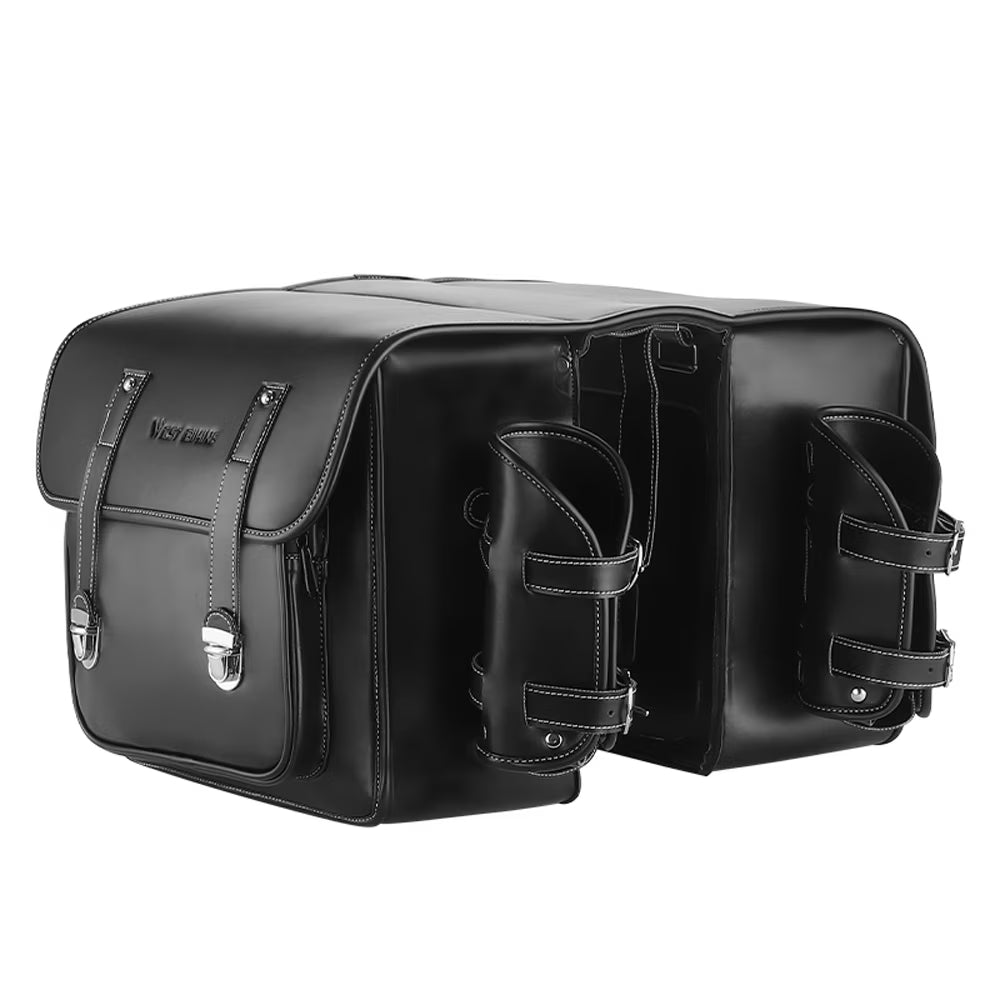 Retro Leather Bike Rear Bag with Side Bag Y2441