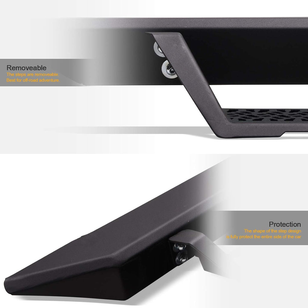 Matte Black Modular Drop Step Side Nerf Bars Rail Running Boards D5454