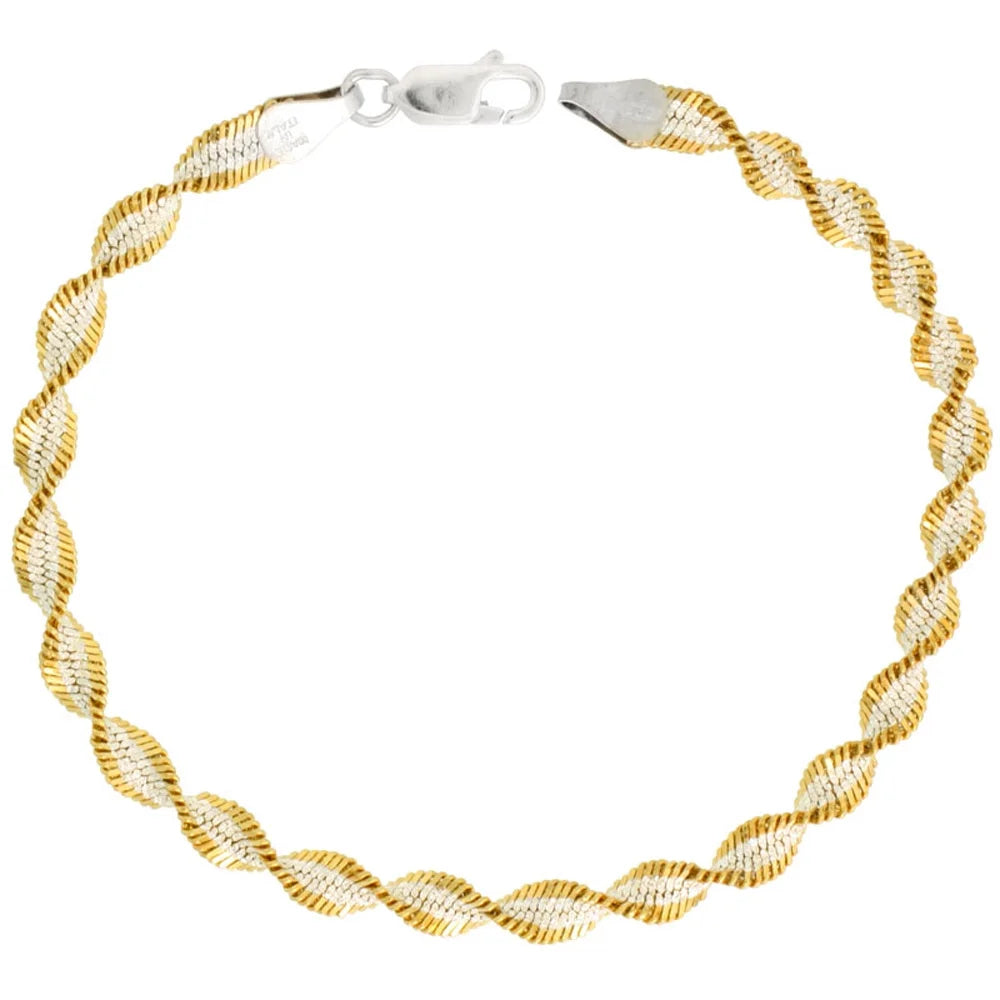 Two Tone Twisted Herringbone Chain Necklace 5mm W9265