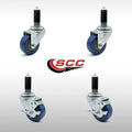3.5 inch Blue Poly Swivel Expanding Stem Caster Set 2 Brake Z919