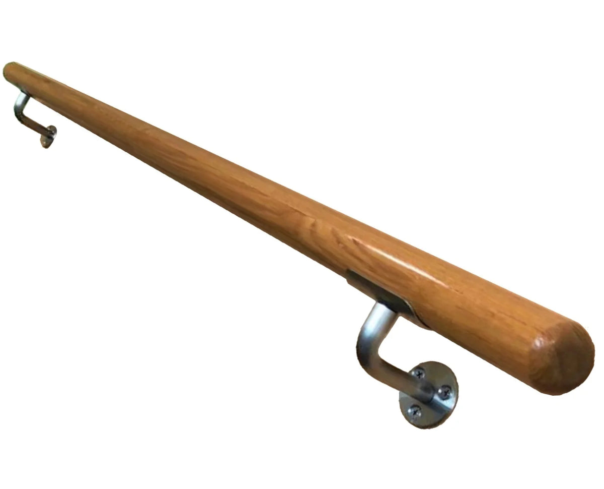 Solid Wood Wall Handrail 3 FT Long 2.0" Diameter Round Silver G8109