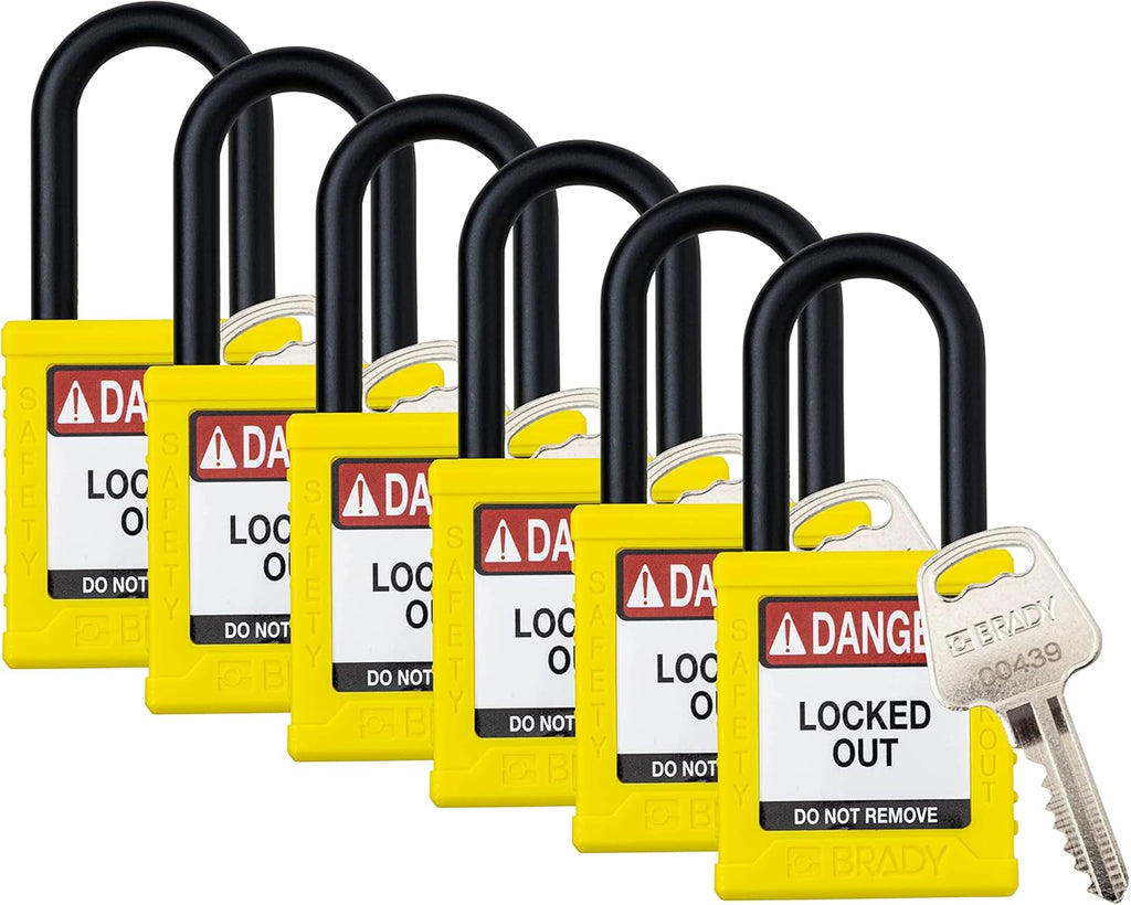 6 Pack Red Keyed Alike Safety Lockout Padlocks E38947
