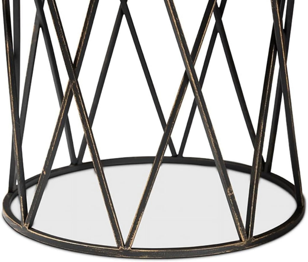 Antique Black Metal End Table B3092