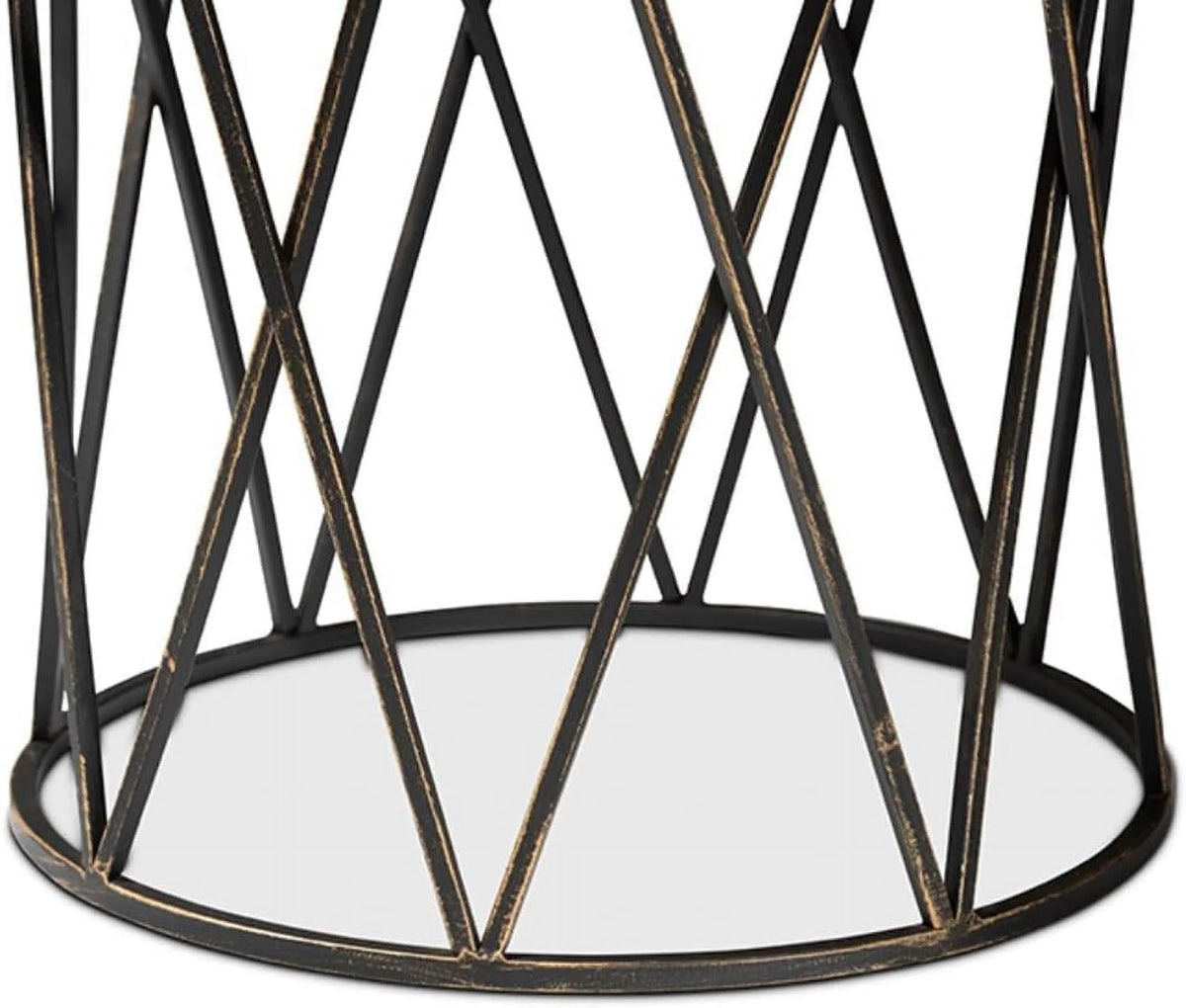 Antique Black Metal End Table B3092