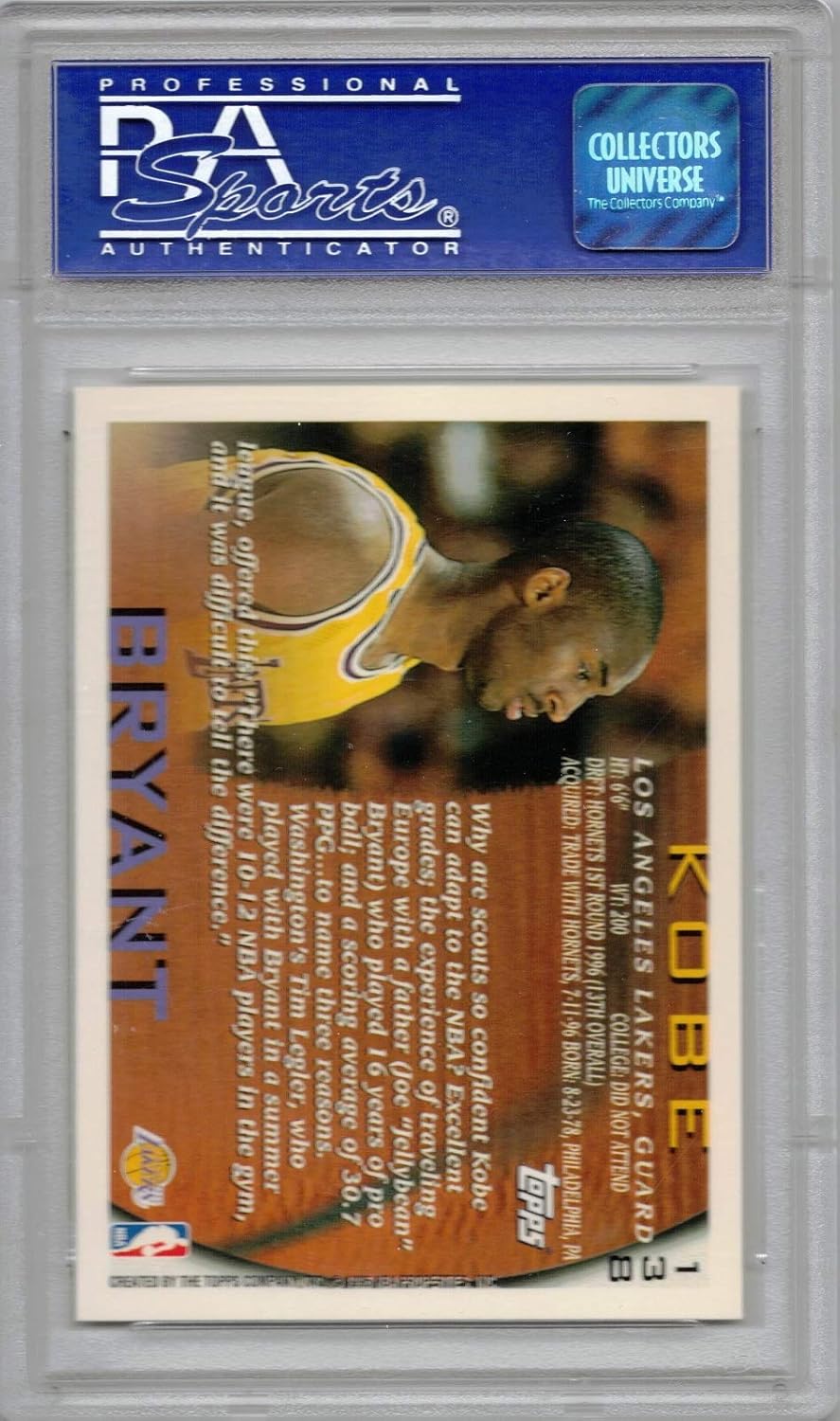 1996-97 Topps Basketball #138 Kobe Bryant Rookie Card Graded PSA 8 J7716