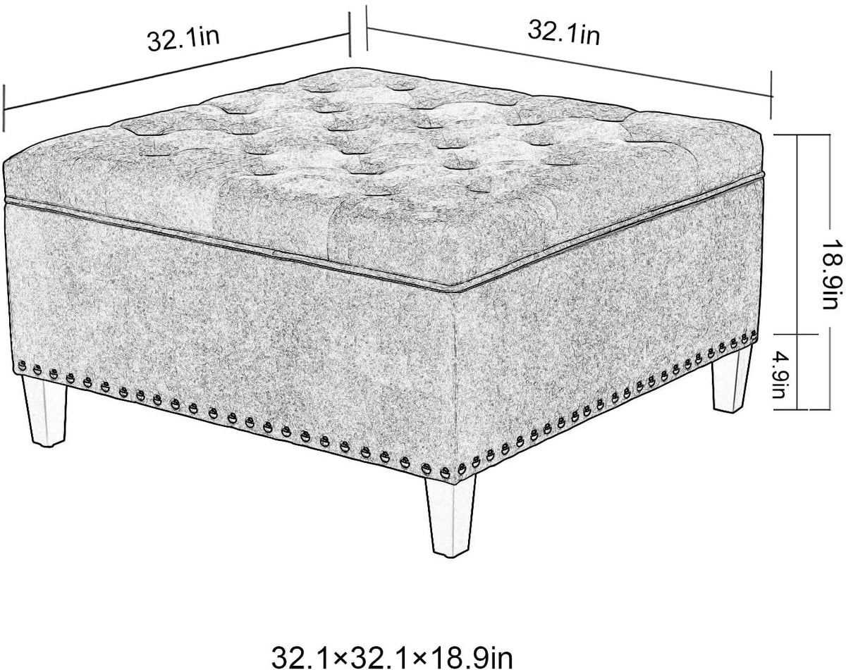 Square Tufted Storage Ottoman Bench M785