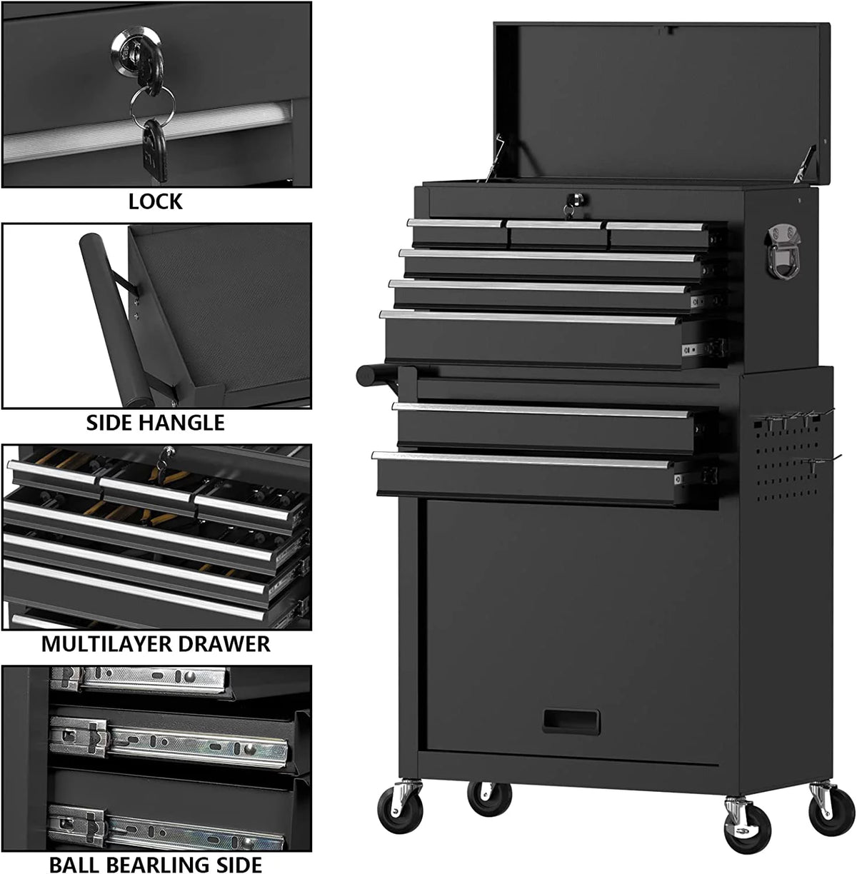 8 Drawer Rolling Tool Chest with Lockable Drawers C2048