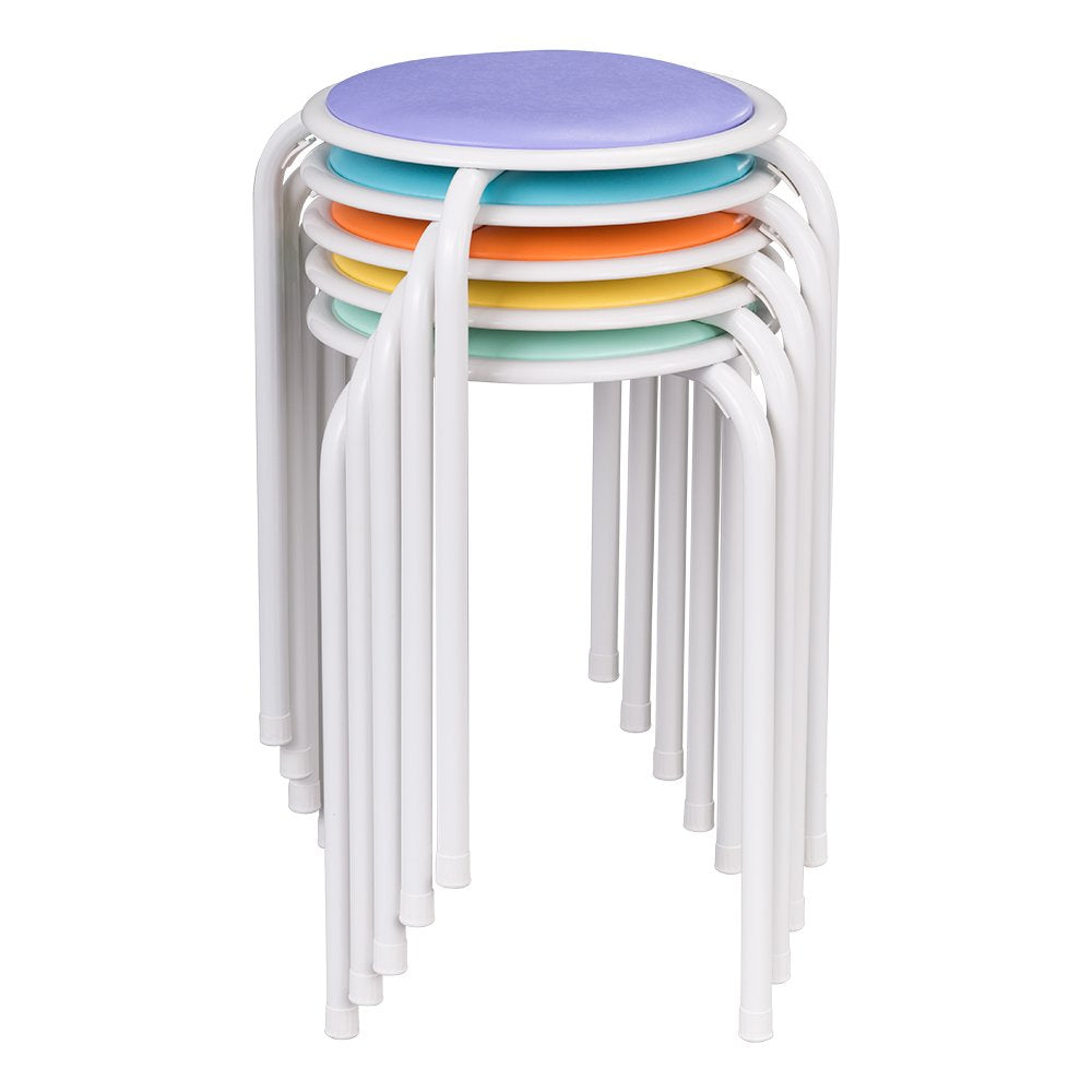 Assorted Color Metal Stack Stool with Padded Seat (Pack of 5) T9918