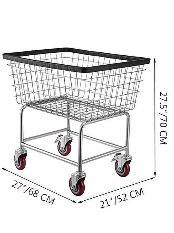 Wire Laundry Cart 2.2 Bushel Heavy Duty with Wheels I287493