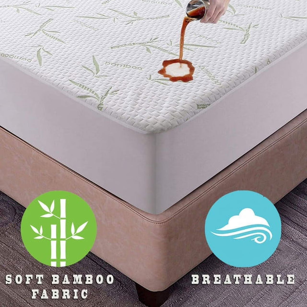 Twin Size Waterproof Bamboo Mattress Protector with Cooling Fabric G3517