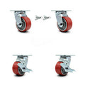 4” Red Poly on Cast Iron Caster with Bolt on Swivel Lock M618